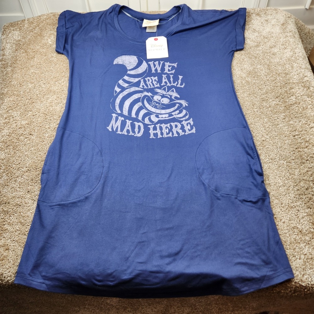 Disney Munki Munki Cheshire Cat We Are All Mad Here Sleep Dress Nightgown Blue M
